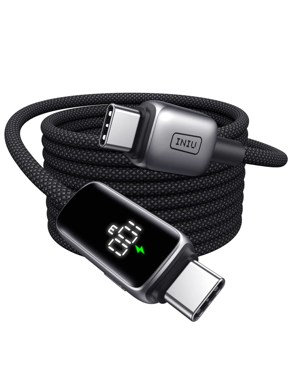 iniu-100w-usb-c-to-usb-c-fast-charging-cable-with-digital-wattage-display-smart- image 1