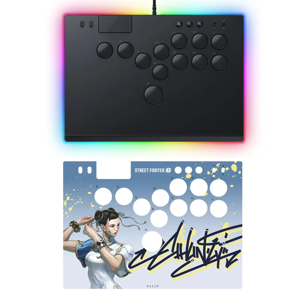 razer-kitsune-all-button-arcade-fighting-controller-with-chun-li-3m-vinyl-skin-b image 1