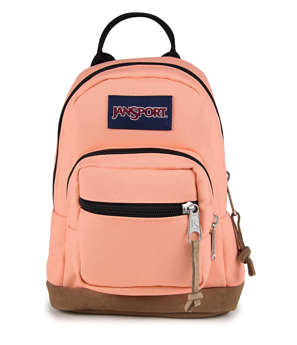 jansport-right-pack-mini-compact-backpack-peach-bum-large-main-compartment-with- image 1