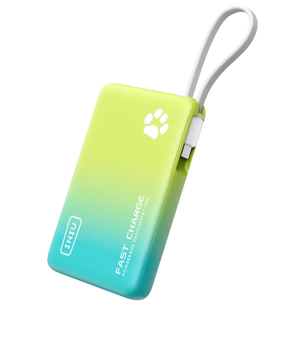 iniu-pawsible-p41l-power-bank-with-built-in-cable-slimmest-45w-10000mah-usb-c-ch image 1
