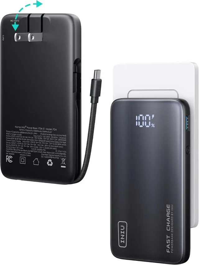 iniu-p24-e1-3-in-1-45w-10000mah-power-bank-pass-through-wall-charger-portable-ch image 1