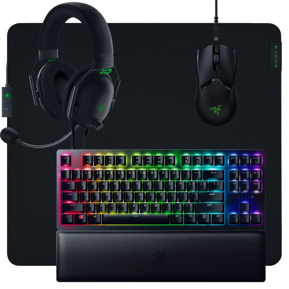 razer-4-piece-gaming-bundle-huntsman-v2-tkl-optical-keyboard-blackshark-v2-heads image 1