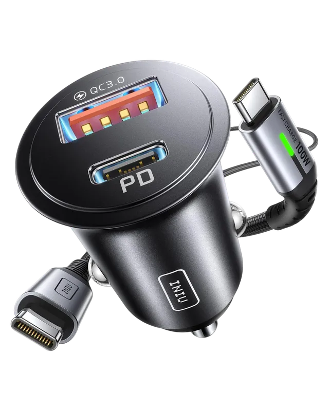 iniu-i710-60w-2-port-car-charger-with-3-3ft-100w-usb-c-cable-fast-dual-port-char image 1