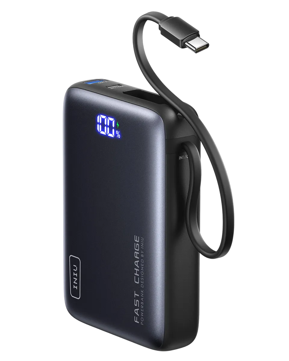 iniu-20000mah-pd-20w-compact-portable-power-bank-with-built-in-usb-c-cable image 1