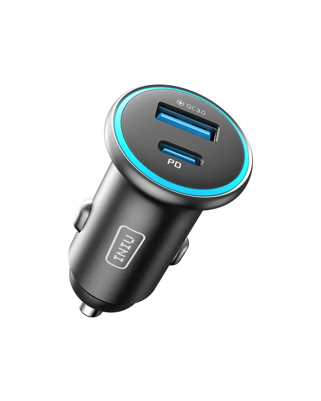 iniu-i712-66w-2-port-fast-car-charger-usb-c-pd-3-0-usb-a-qc-3-0-dual-simultaneou image 1