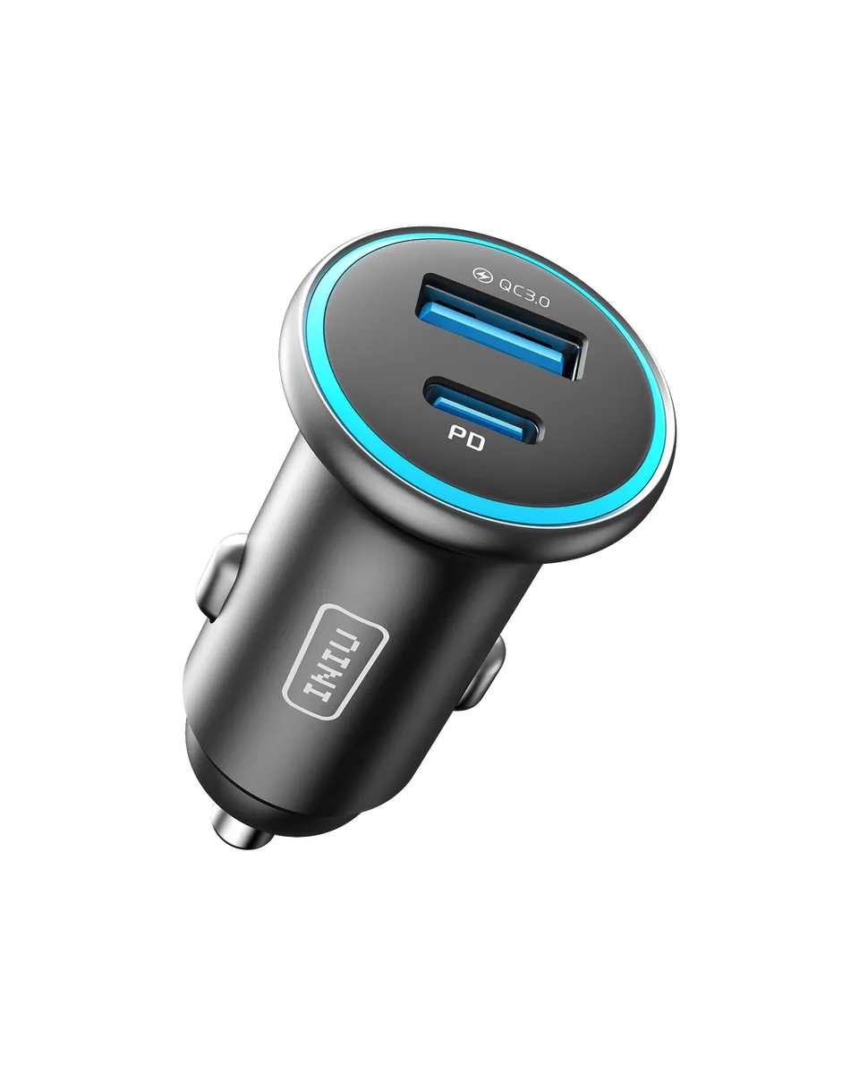 iniu-i712-66w-2-port-fast-car-charger-usb-c-pd-3-0-usb-a-qc-3-0-dual-simultaneou image 1