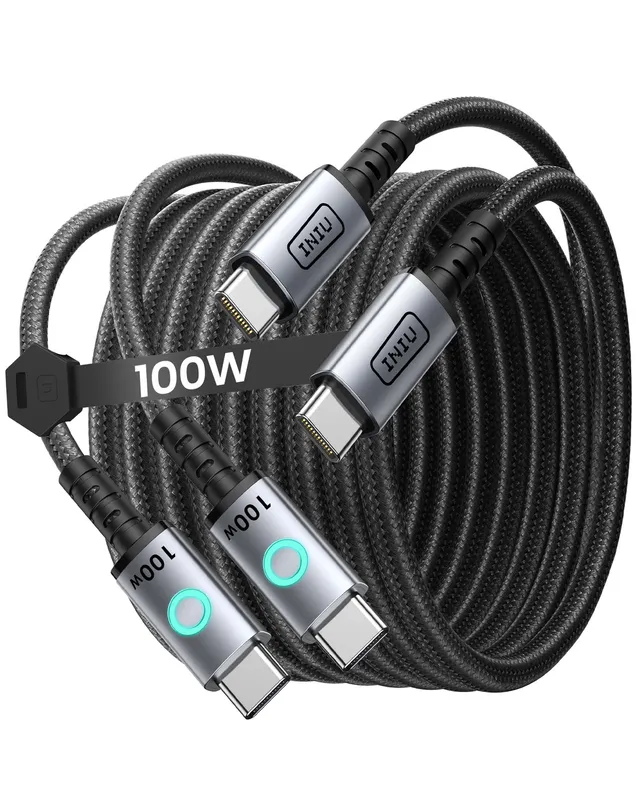 iniu-100w-usb-c-to-usb-c-cable-6-6ft-2-pack-pd-fast-charging-for-macbook-iphone- image 1