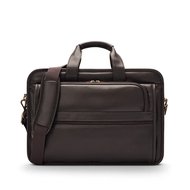 solo-new-york-classic-leather-briefcase-espresso-brown-leather-15-6-laptop-brief image 1