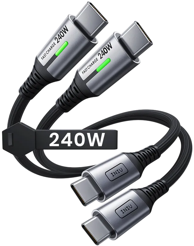 iniu-d7cc-240w-usb-c-to-usb-c-fast-charging-cable-1ft-2-pack image 1