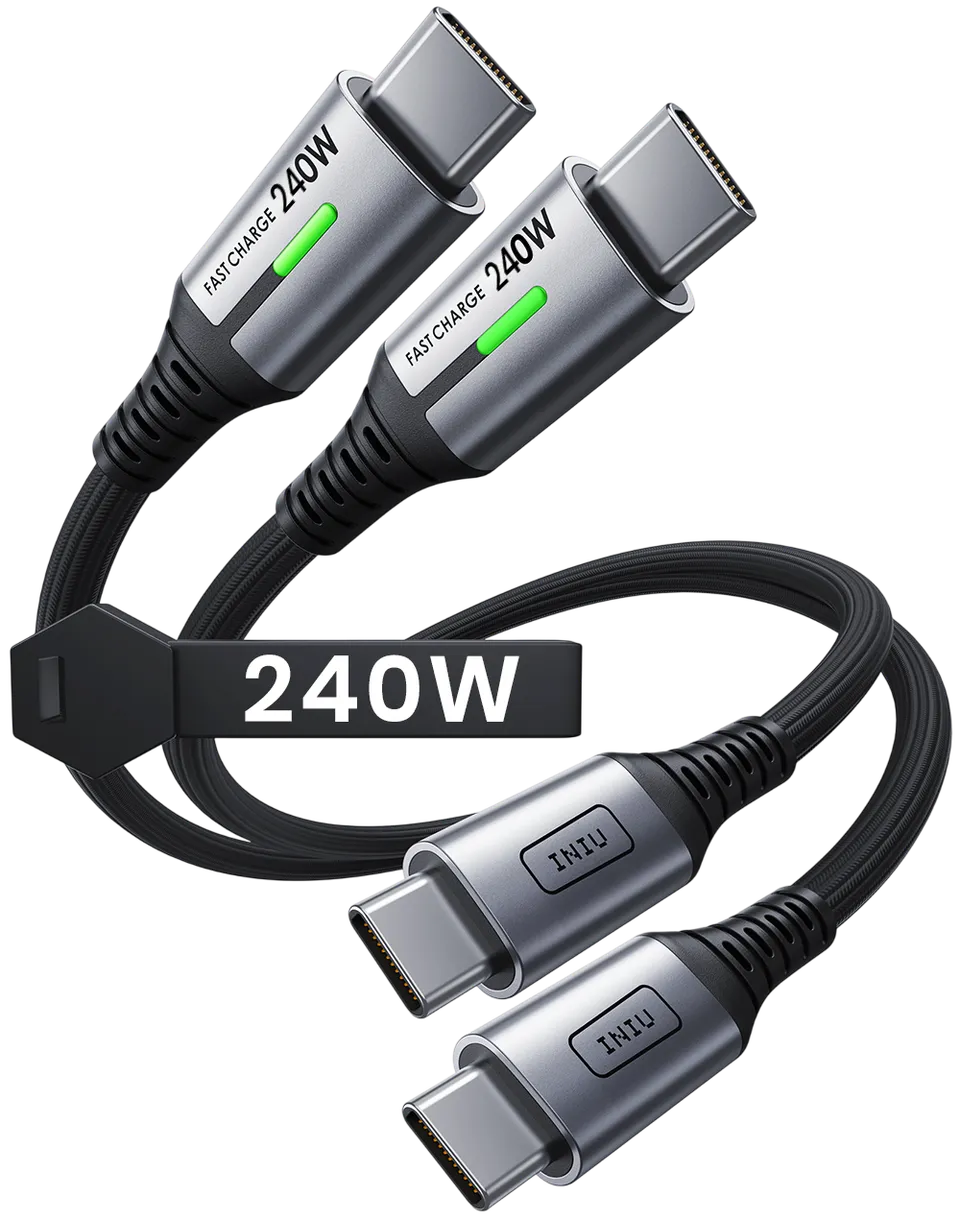 iniu-d7cc-240w-usb-c-to-usb-c-fast-charging-cable-1ft-2-pack image 1