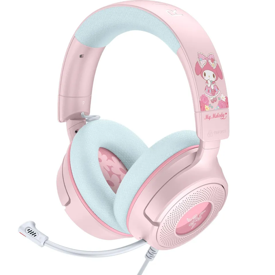 razer-kraken-v4-x-wired-gaming-headset-my-melody-edition-with-triforce-40mm-driv image 1