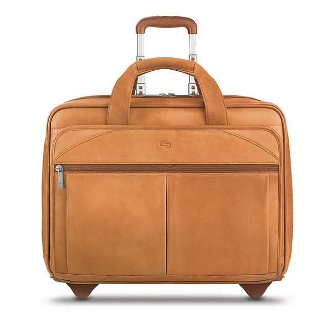 solo-new-york-walker-full-grain-leather-rolling-briefcase-hidden-push-button-tel image 1