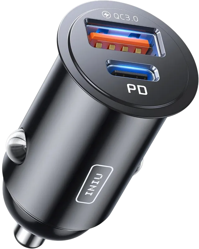iniu-i710-2-port-fast-car-charger-60w-pd-usb-c-qc-usb-a-dual-fast-charging image 1