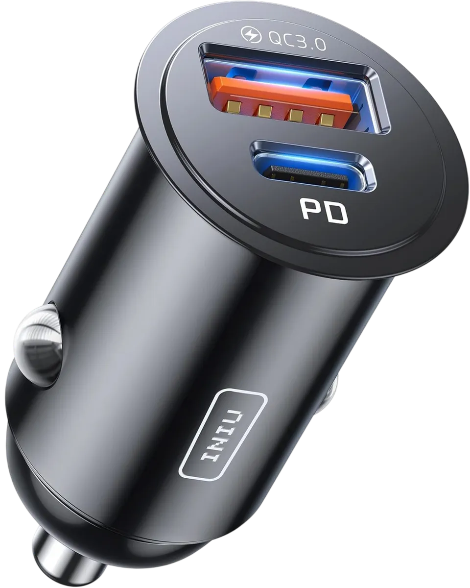 iniu-i710-2-port-fast-car-charger-60w-pd-usb-c-qc-usb-a-dual-fast-charging image 1