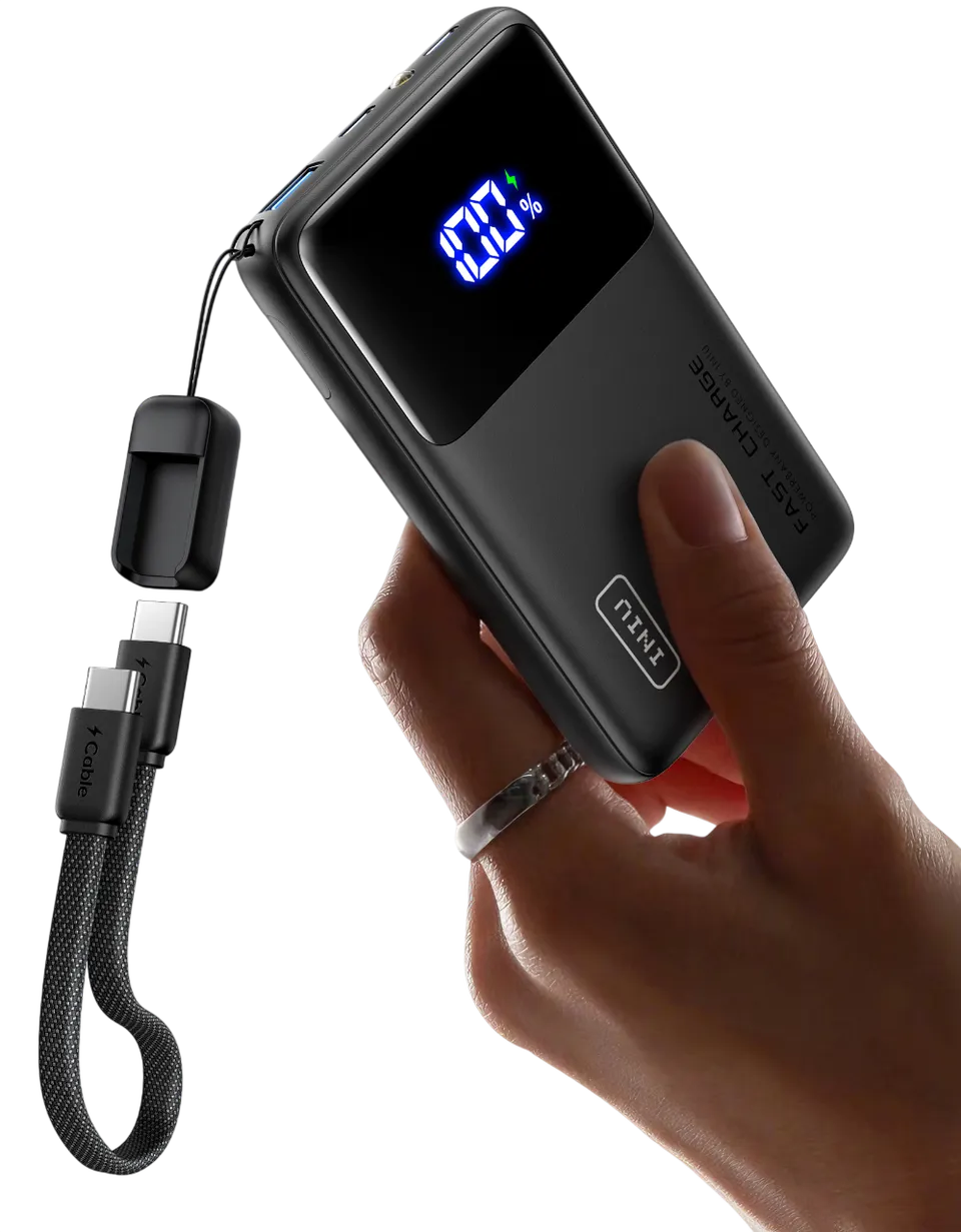 iniu-carry-p55-slim-45w-10000mah-power-bank-with-usb-c-lanyard-cable image 1