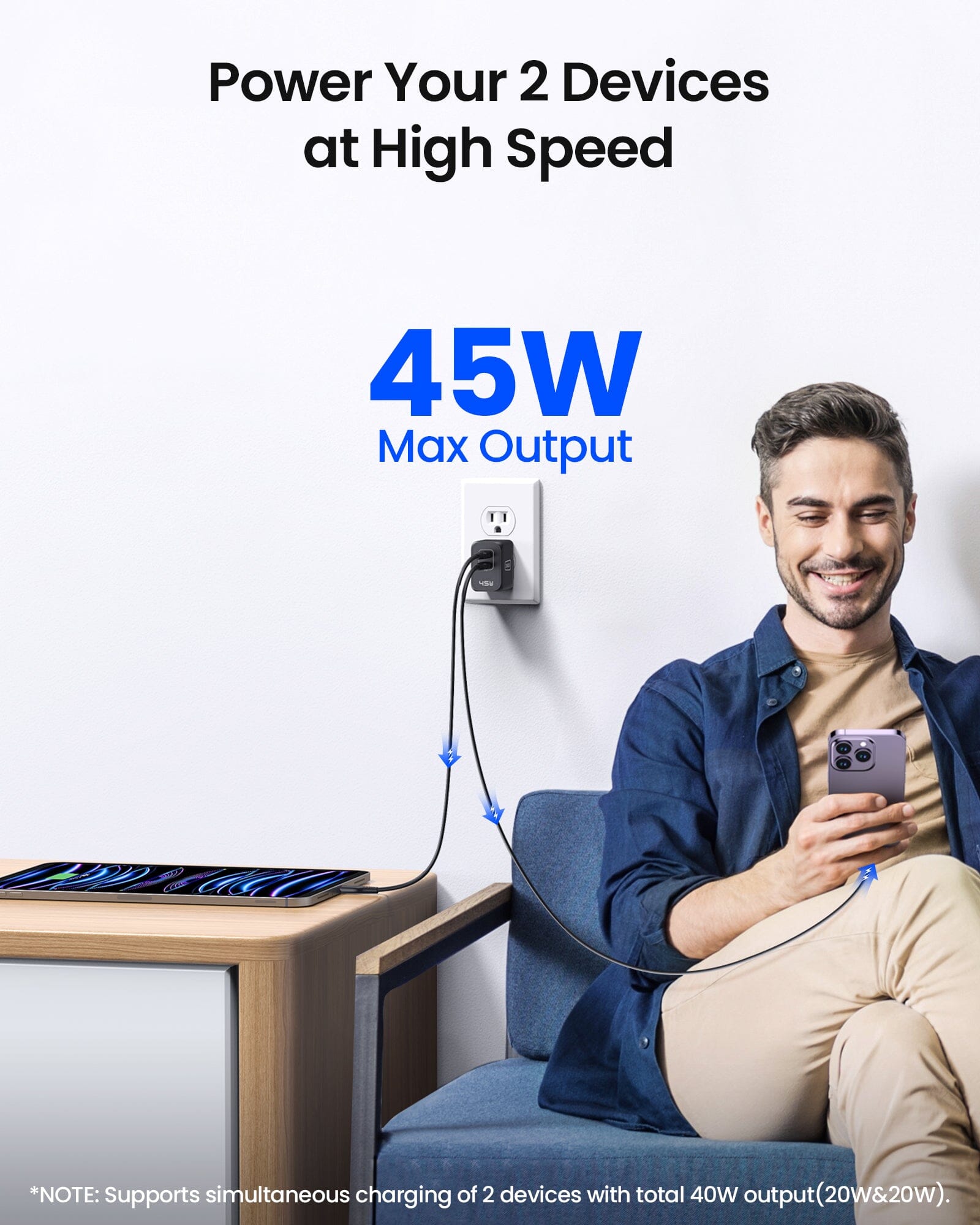 iniu-i622-45w-dual-port-gan-wall-charger-foldable-plug-usb-c-fast-charging-for-i image 4