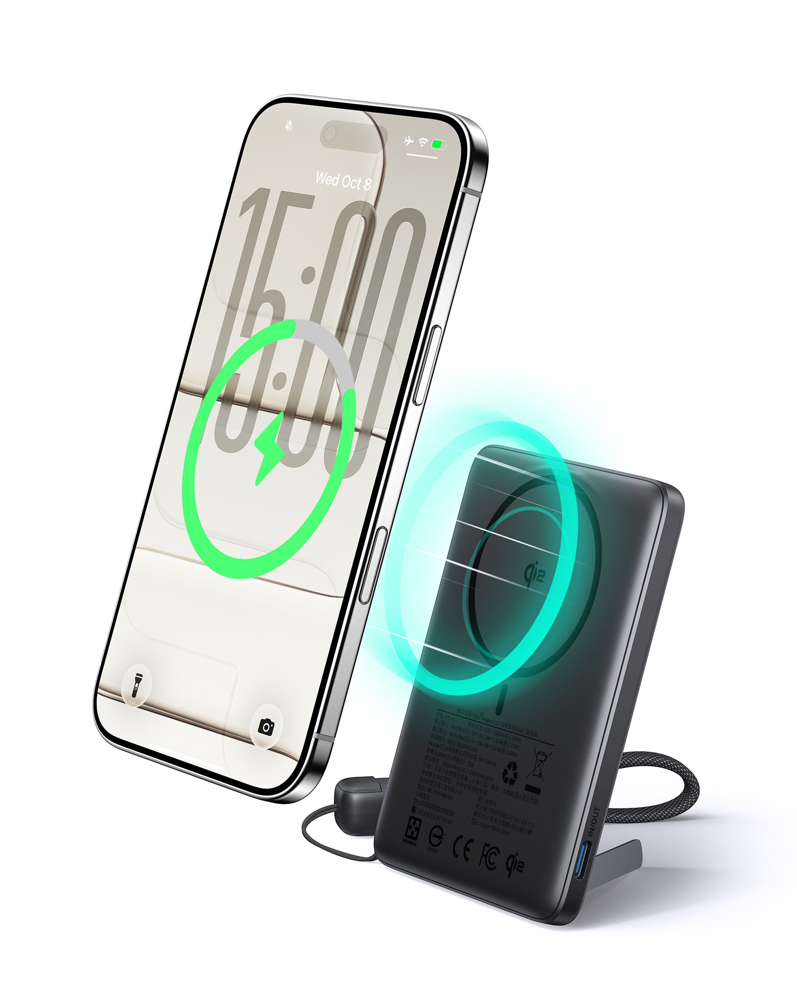 iniu-qi2-magnetic-5000mah-slimmest-portable-power-bank-with-built-in-lanyard-cab image 4