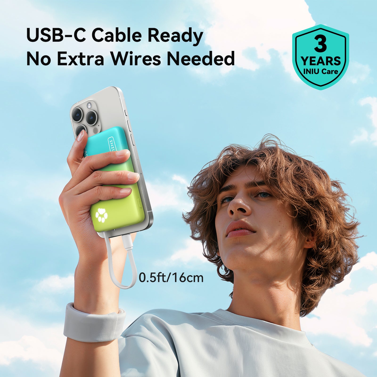 iniu-pawsible-p41l-power-bank-with-built-in-cable-slimmest-45w-10000mah-usb-c-ch image 3
