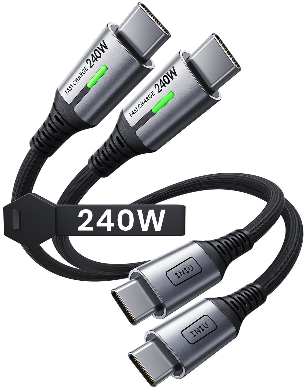 iniu-d7cc-240w-usb-c-to-usb-c-fast-charging-cable-1ft-2-pack image 1