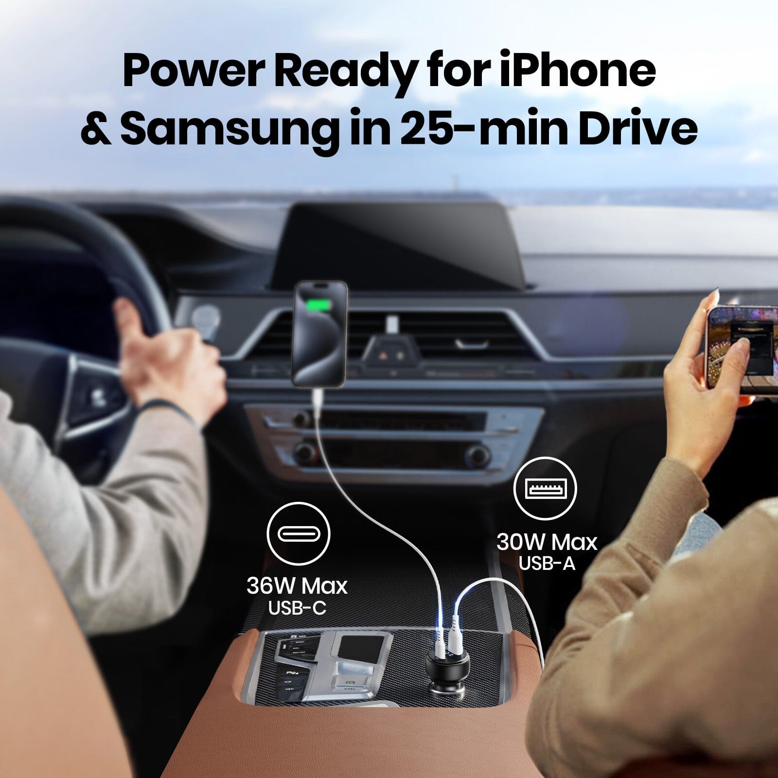iniu-i711-2-port-66w-ultra-fast-car-charger-pd-3-0-usb-c-qc-4-0-laptop-charging- image 8