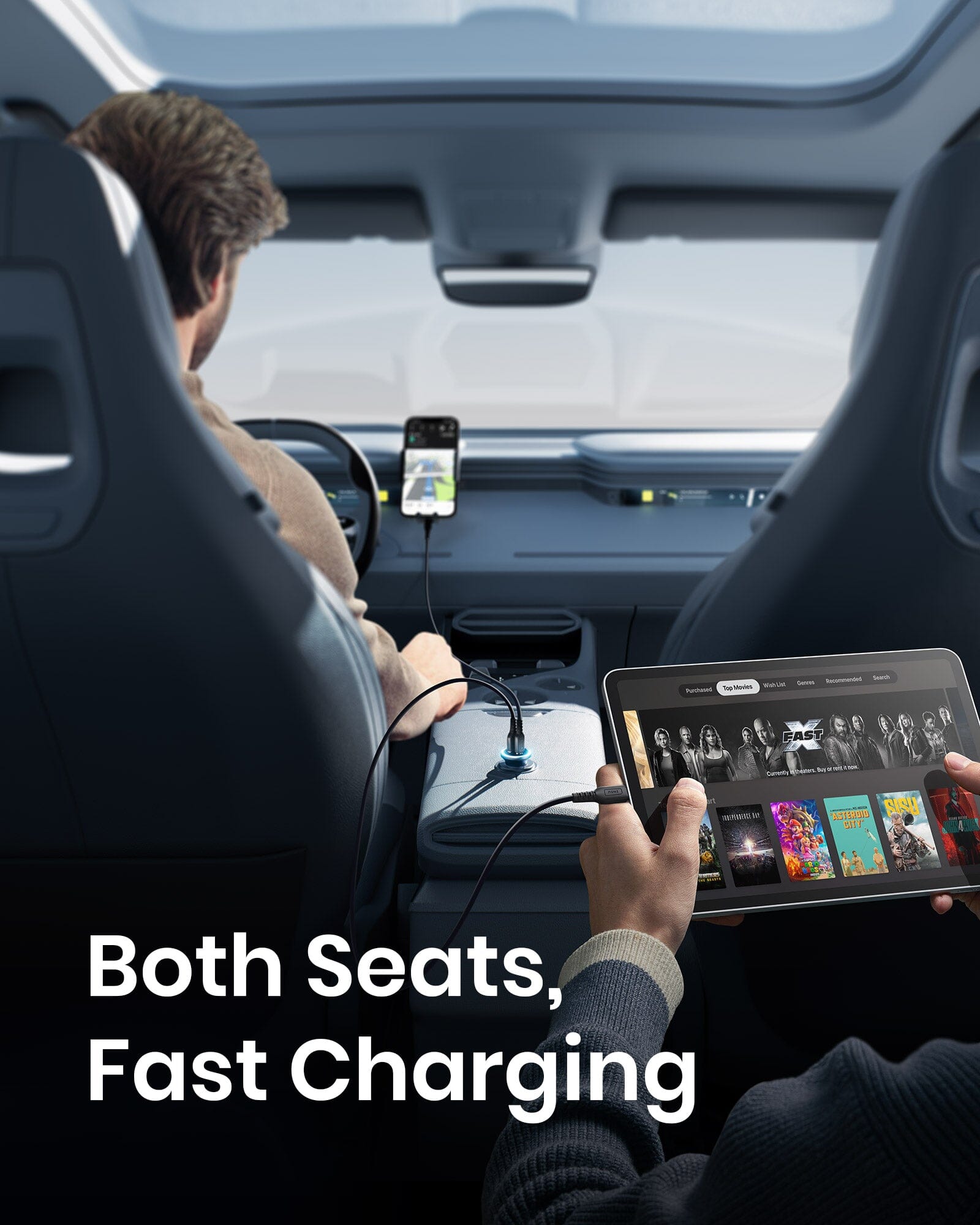 iniu-i712-66w-2-port-fast-car-charger-usb-c-pd-3-0-usb-a-qc-3-0-dual-simultaneou image 6