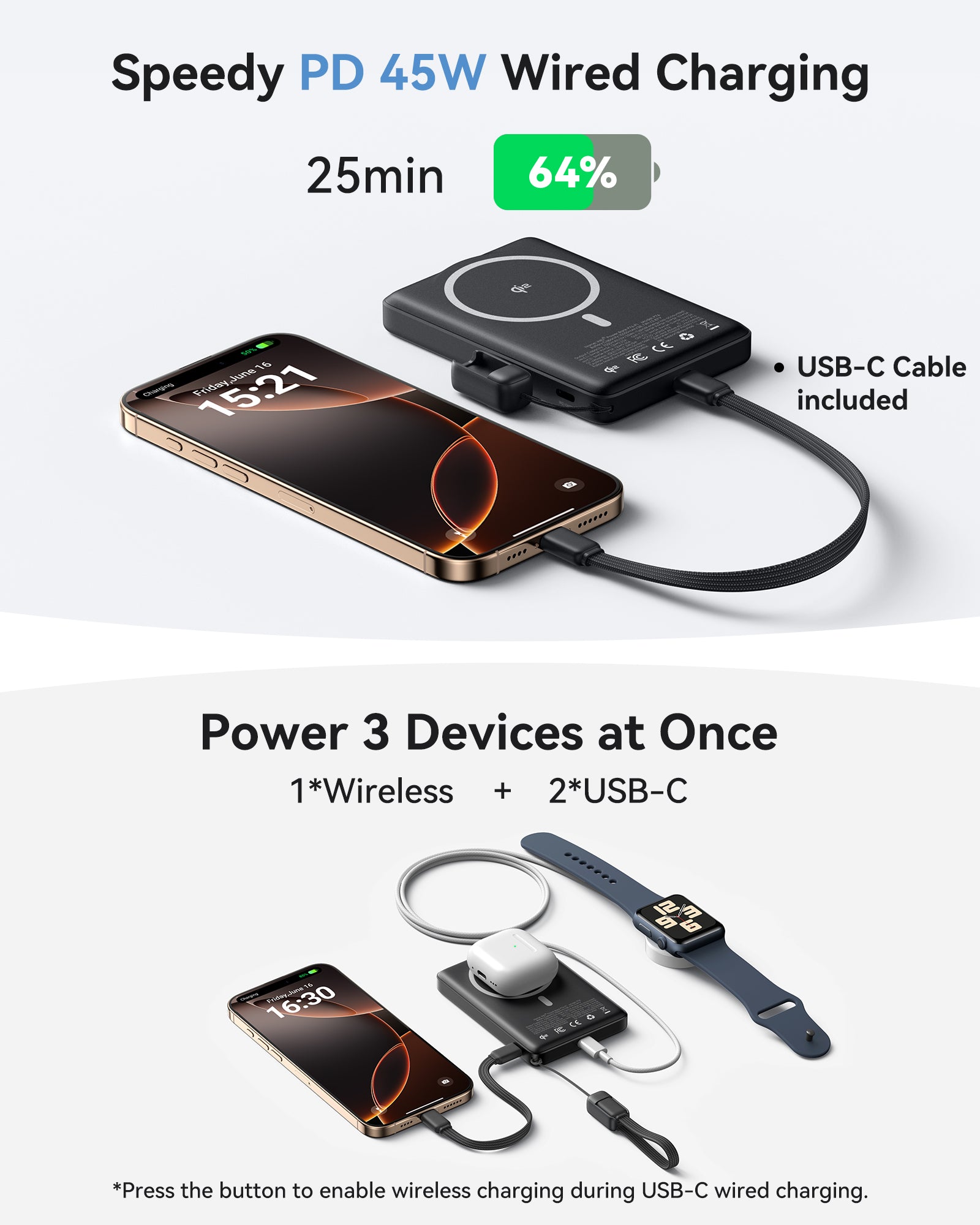 iniu-qi2-magnetic-10000mah-slimmest-portable-power-bank-with-15w-wireless-and-45 image 6