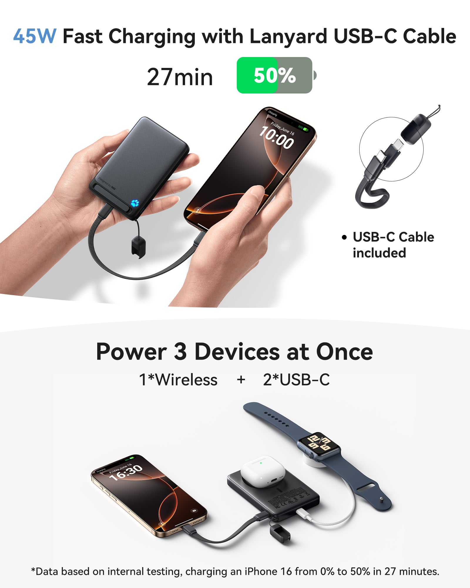 iniu-snapgo-p73-wireless-charger-qi2-15w-magnetic-power-bank-10000mah-ultra-slim image 5