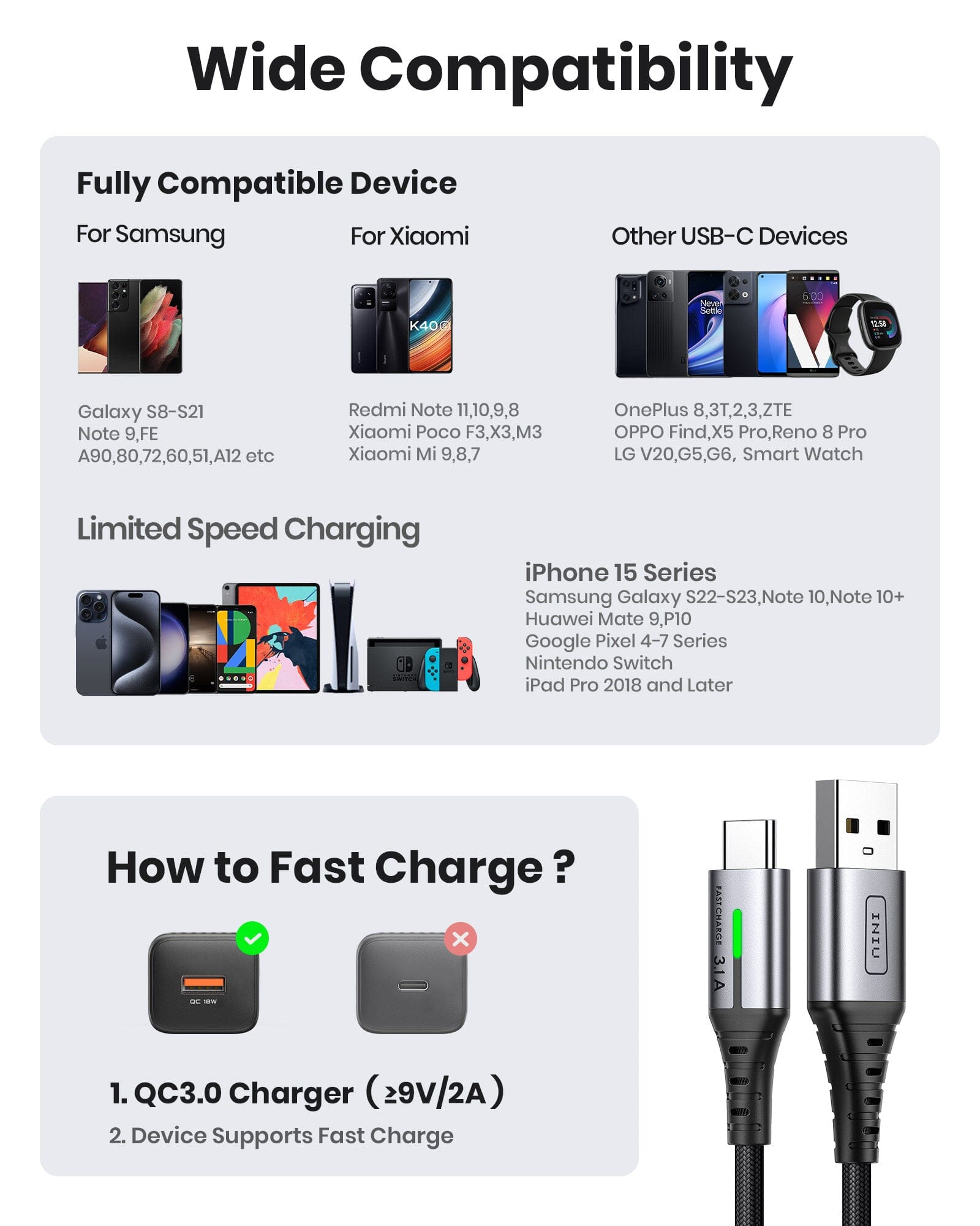 iniu-d5c-qc3-0-fast-charging-usb-type-c-cable-3-pack-1-6ft-6-6ft-x2-3-1a-nylon-b image 5