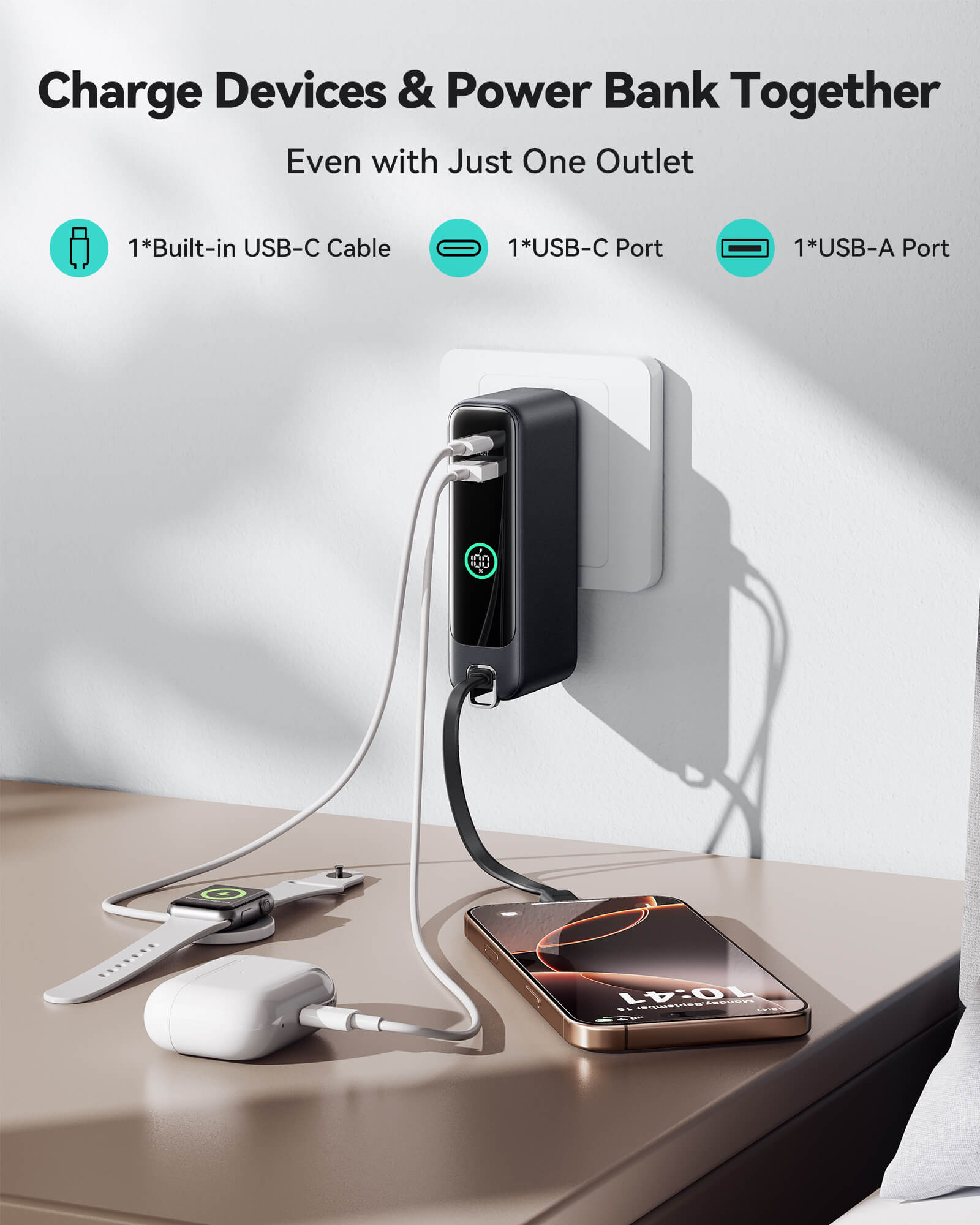 iniu-multi-p21-3-in-1-power-bank-30w-10000mah-with-foldable-wall-charger-and-usb image 7