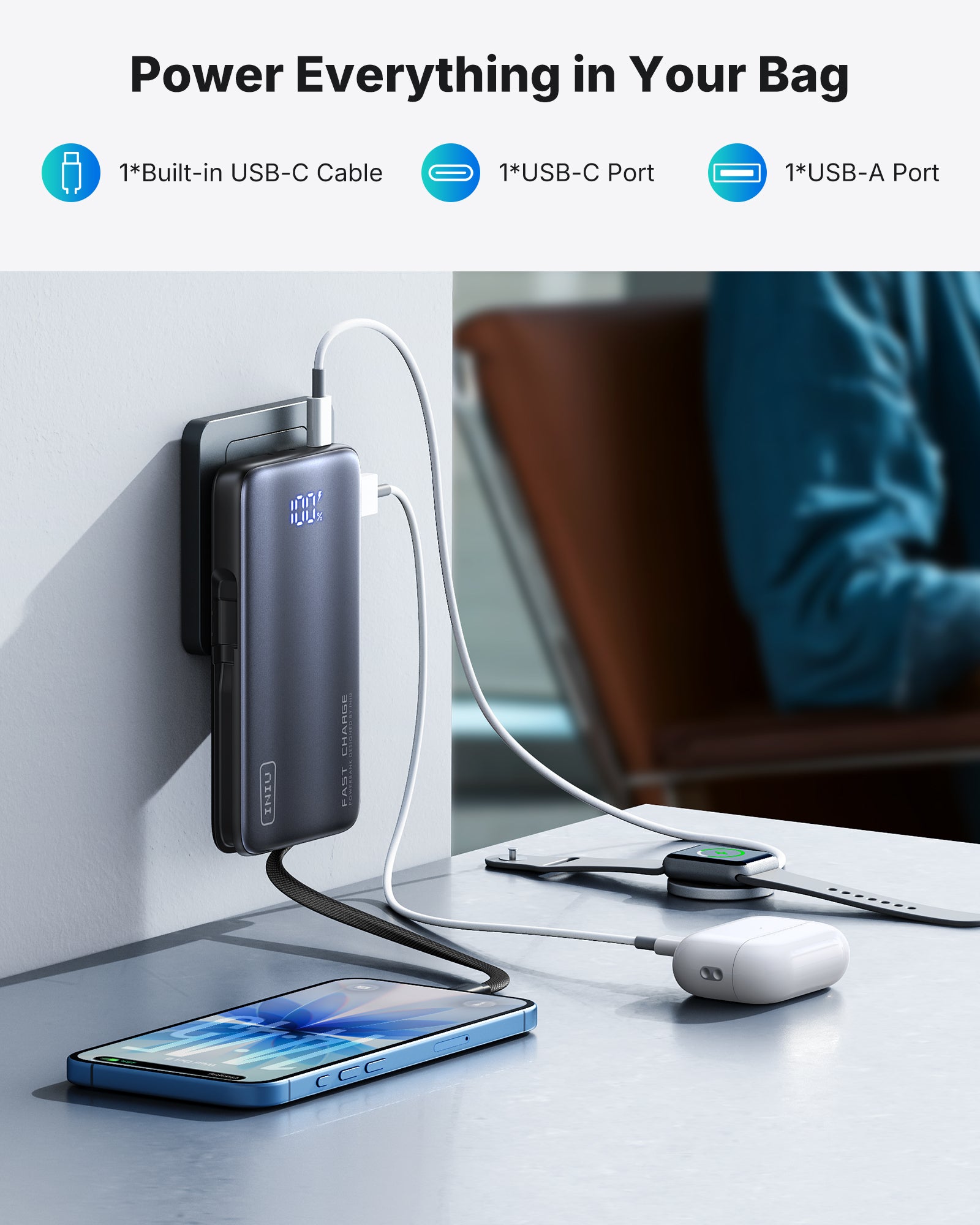 iniu-multi-p24-45w-10000mah-3-in-1-power-bank-with-foldable-wall-charger-and-bui image 7