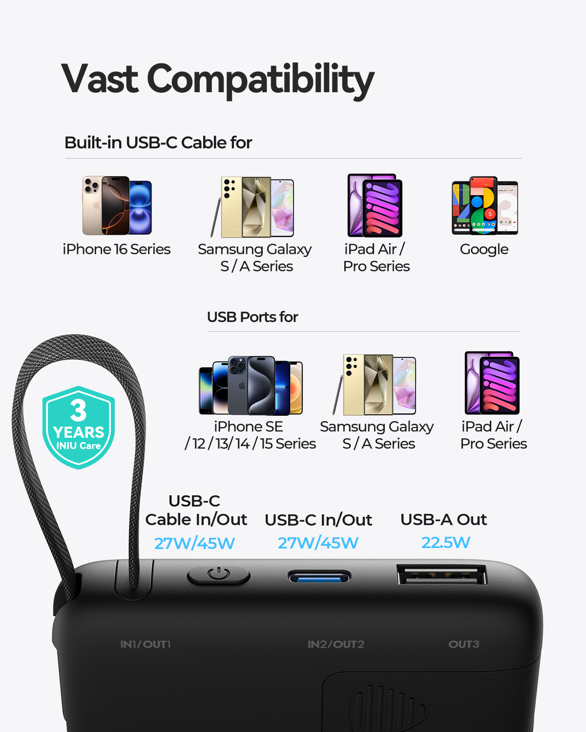 iniu-carry-p55l-power-bank-45w-10-000mah-built-in-usb-c-cable-pd-qc-fast-charge- image 8