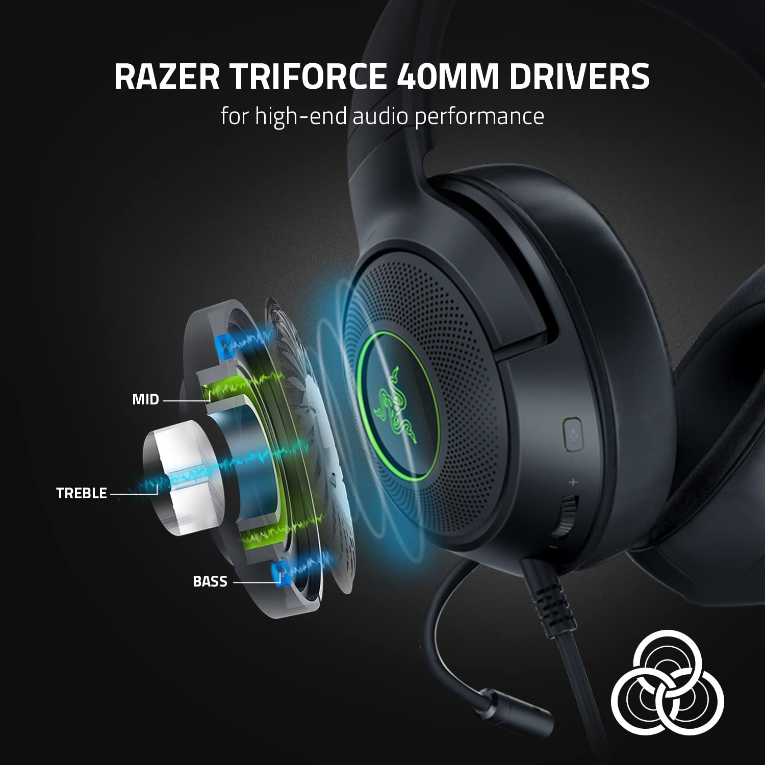 razer-kraken-v3-x-wired-usb-gaming-headset-285g-lightweight-triforce-40mm-driver image 3
