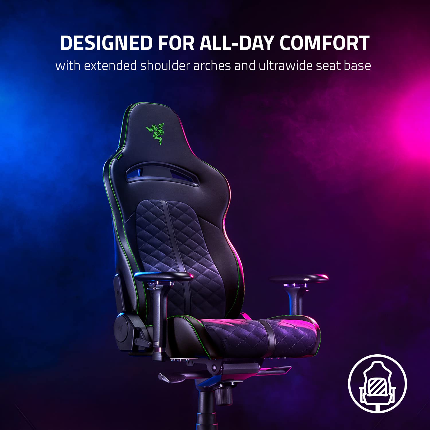 razer-enki-gaming-chair-all-day-comfort-built-in-lumbar-arch-optimized-cushion-d image 3