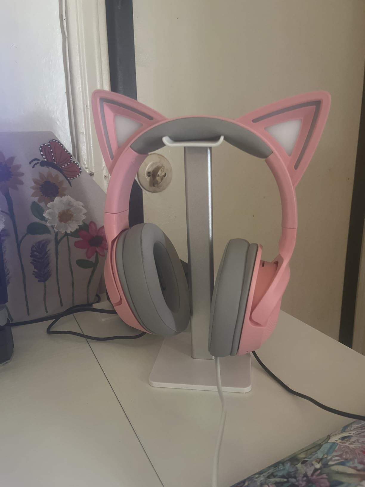 Solid pink headset