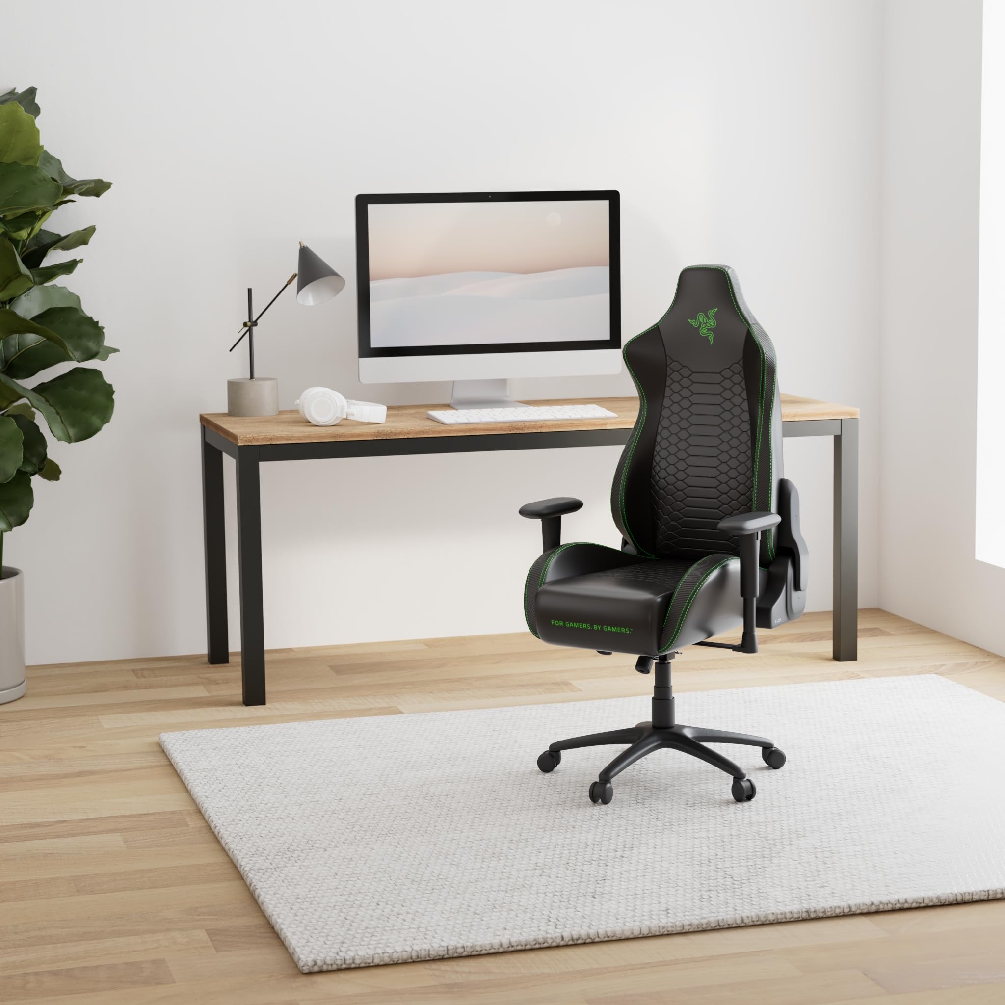 razer-iskur-x-ergonomic-gaming-chair-black-green-2d-armrests-high-density-foam-c image 2
