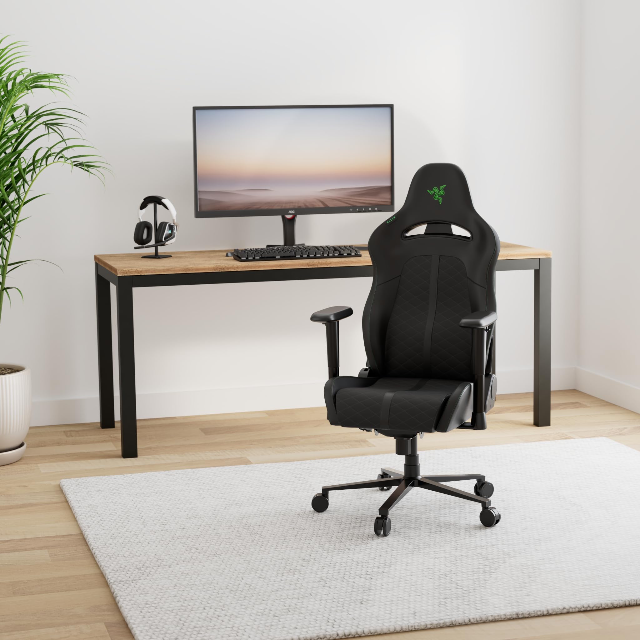 razer-enki-x-essential-gaming-chair-built-in-lumbar-arch-152-recline-dual-textur image 2