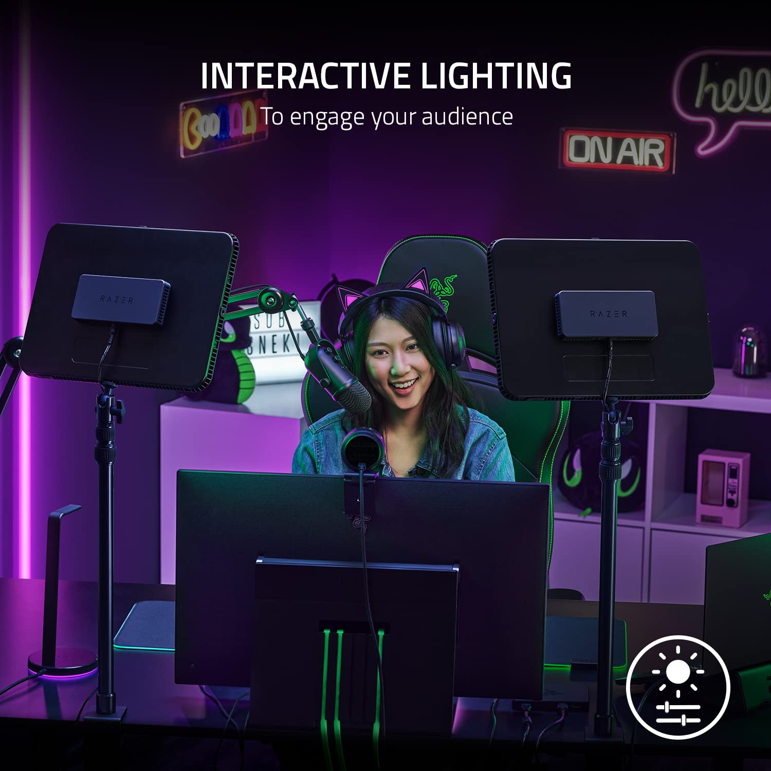 razer-key-light-chroma-2800-lumen-rgb-streaming-video-light-with-clamp-mount-wi- image 6