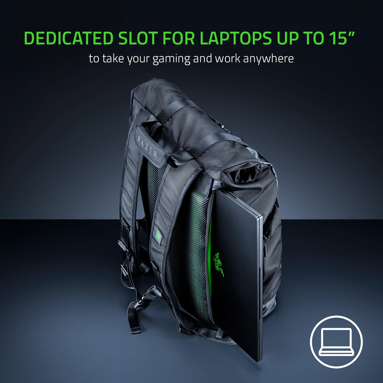 razer-recon-15-rolltop-backpack-all-weather-water-resistant-travel-pack-with-15- image 4