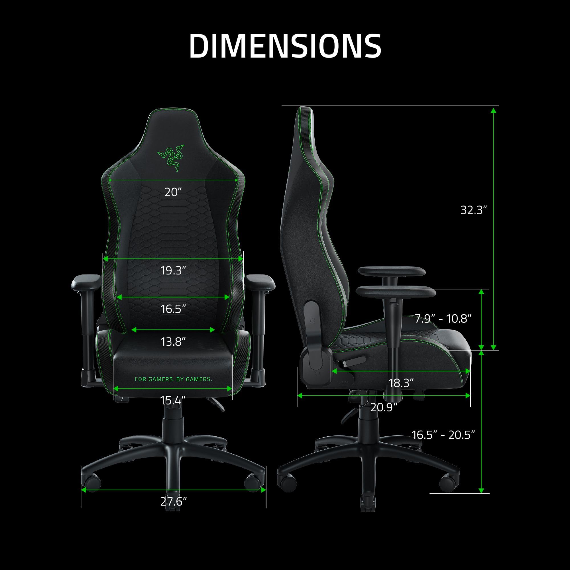 razer-iskur-x-ergonomic-gaming-chair-black-green-2d-armrests-high-density-foam-c image 3