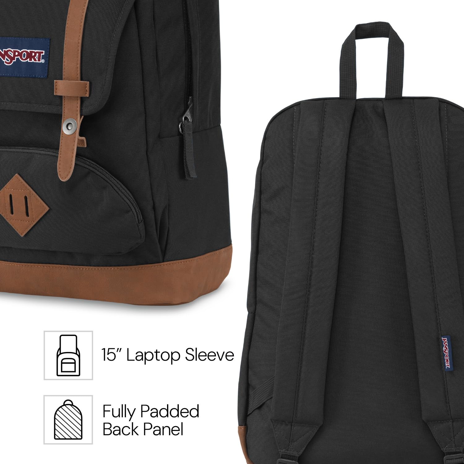 jansport-cortlandt-15-inch-laptop-backpack-with-vegan-leather-bottom-deep-junipe image 3