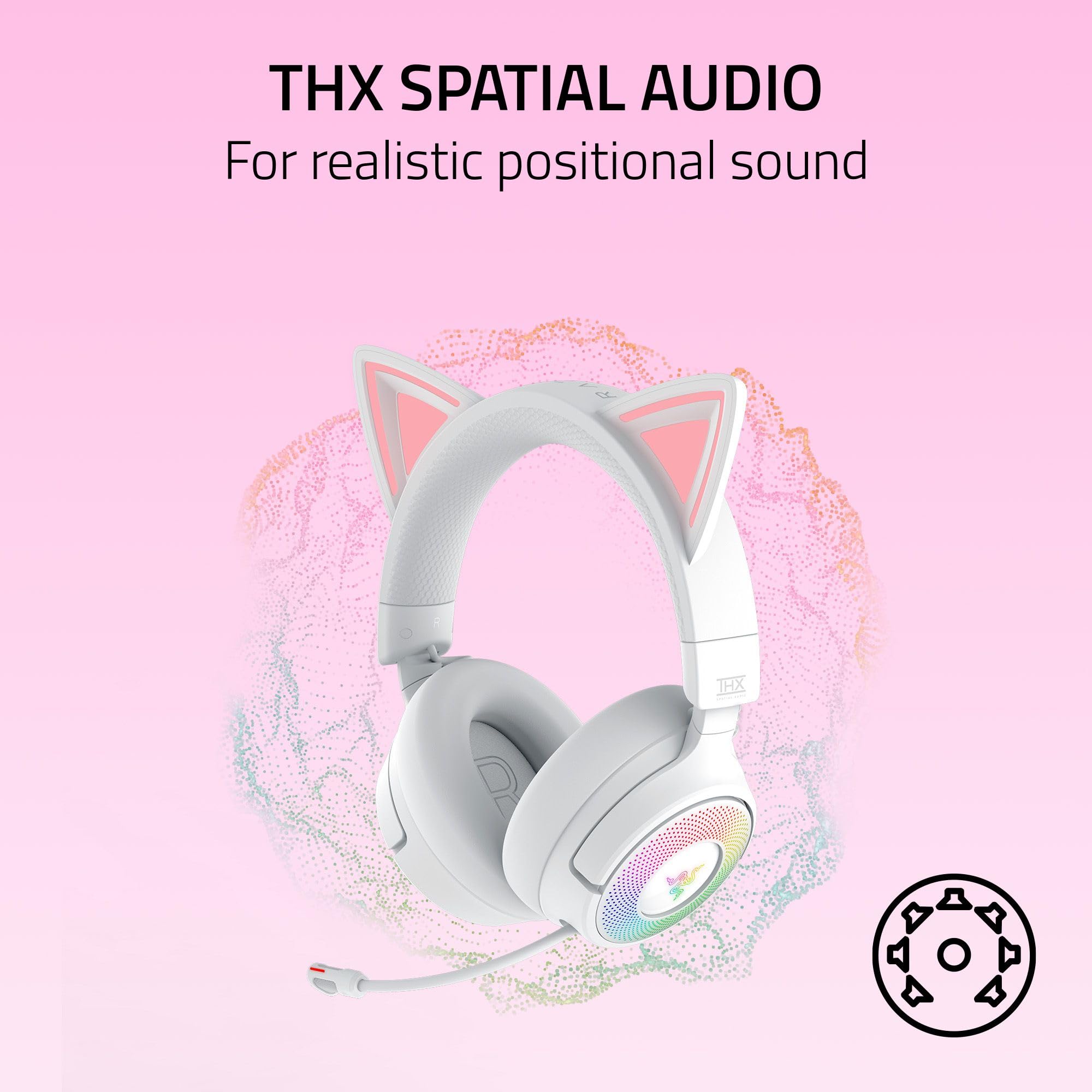 razer-kraken-kitty-v3-pro-wireless-rgb-gaming-headset-white-chroma-rgb-kitty-ear image 6