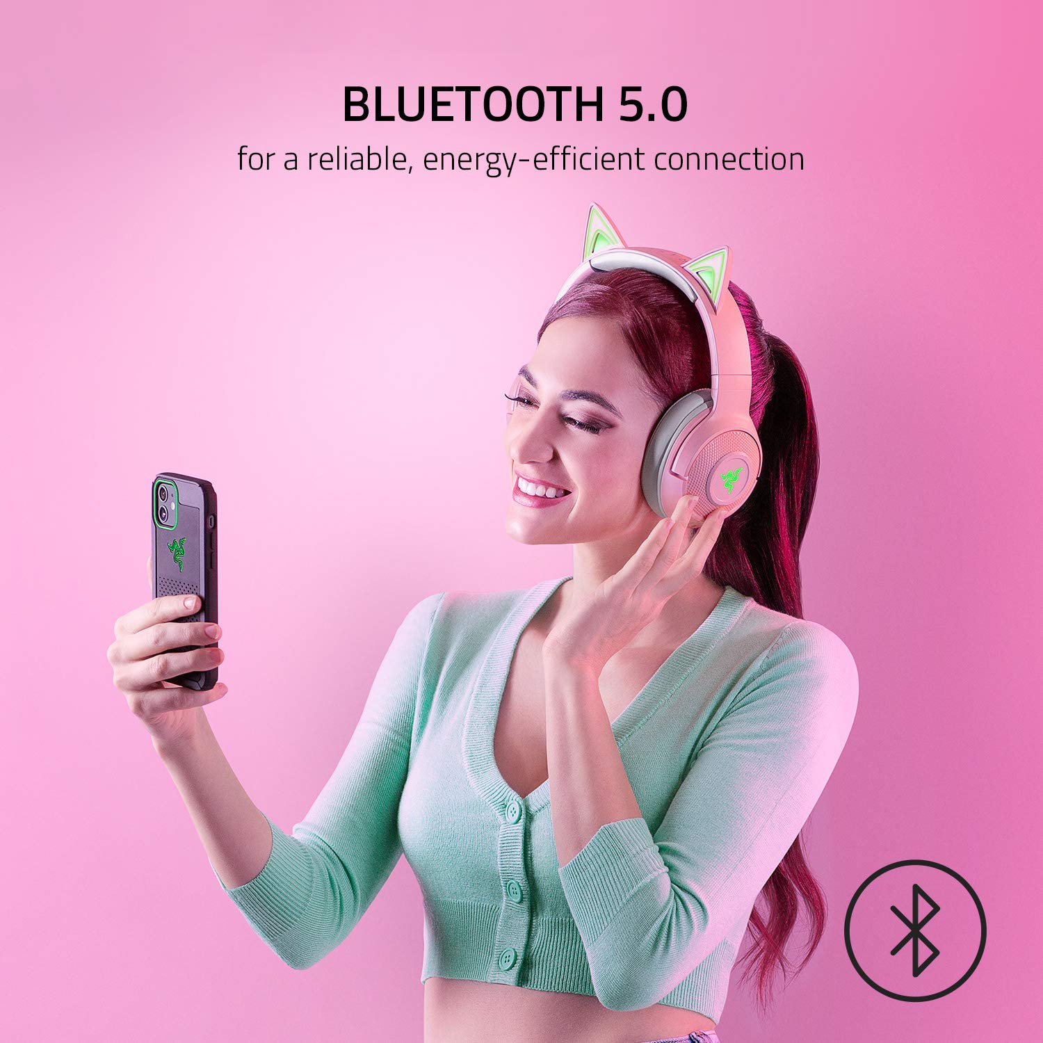 razer-kraken-bt-kitty-edition-wireless-gaming-headset-bluetooth-5-0-40ms-low-lat image 3