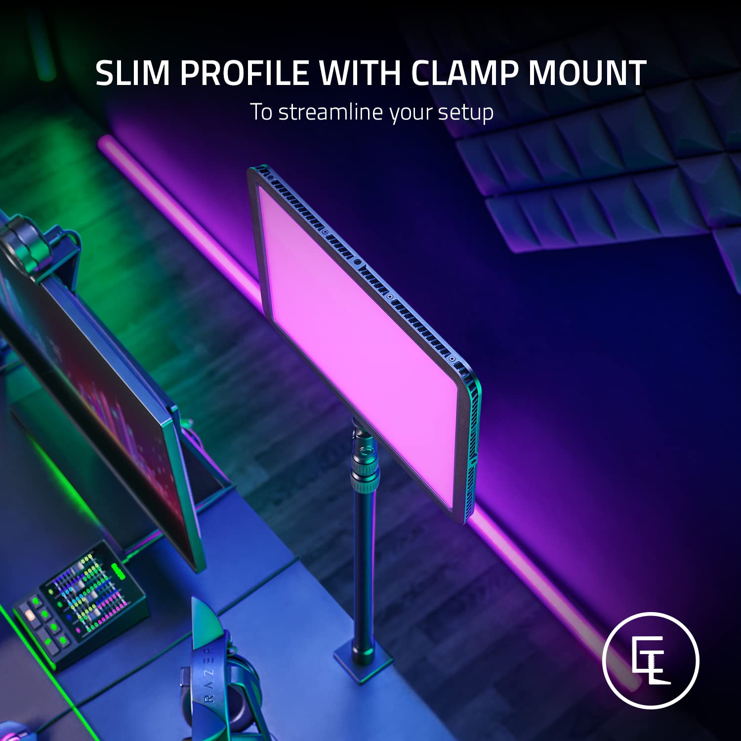 razer-key-light-chroma-2800-lumen-rgb-streaming-video-light-with-clamp-mount-wi- image 7