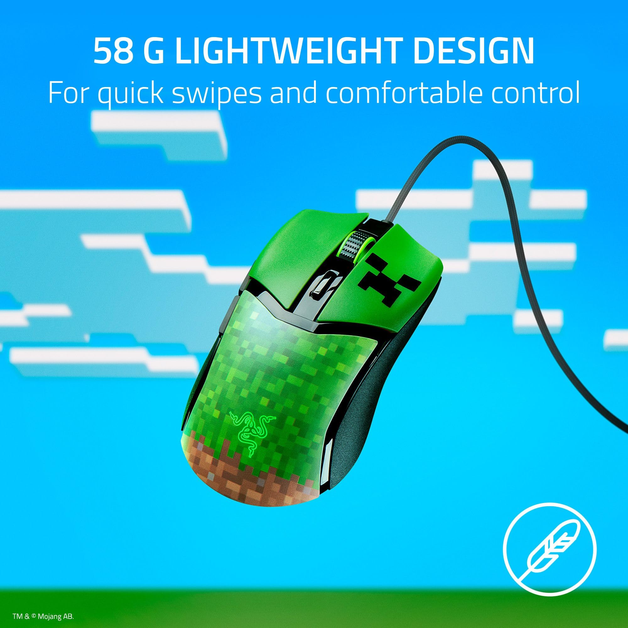 razer-cobra-wired-gaming-mouse-minecraft-edition-58g-gen-3-optical-switches-chro image 3