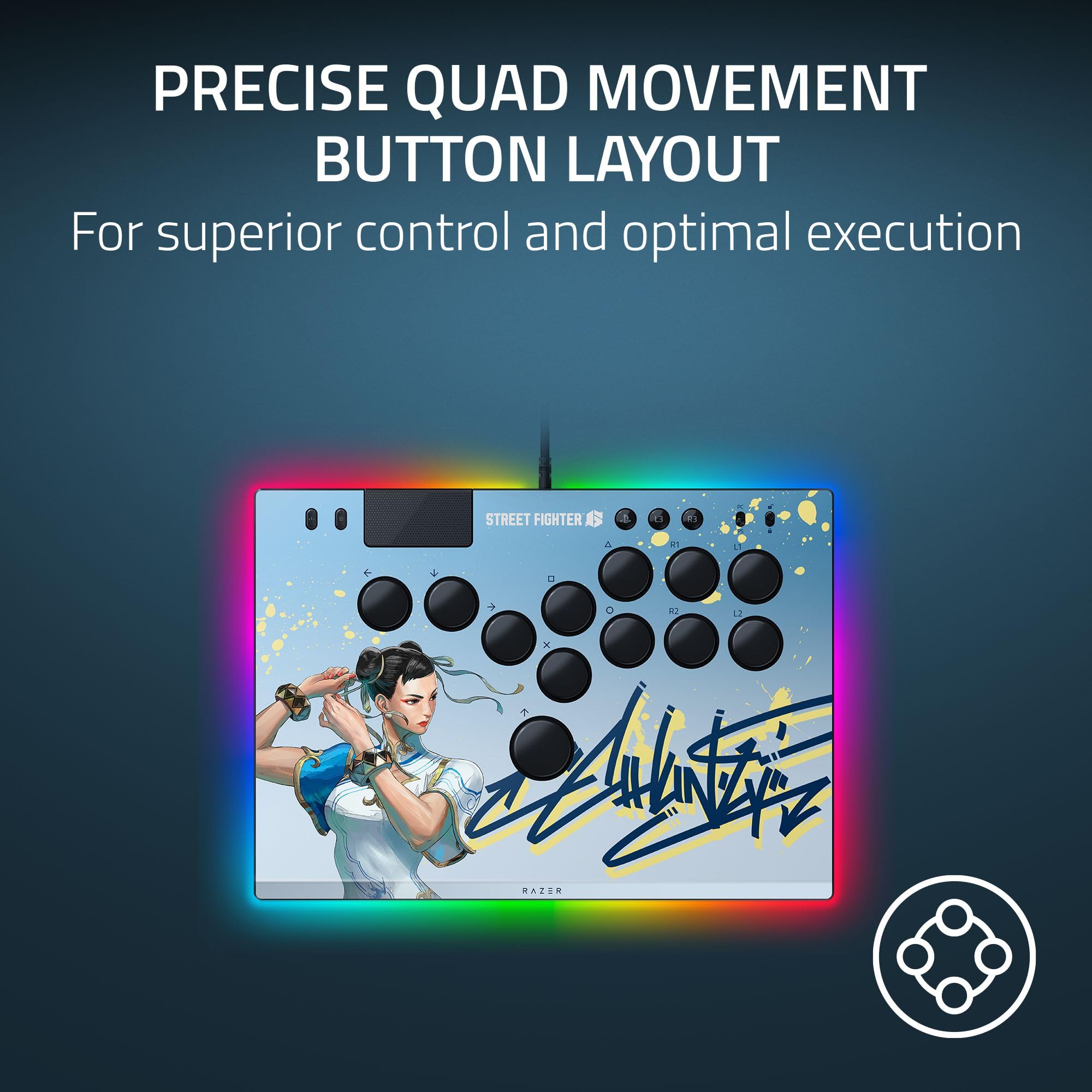 razer-kitsune-all-button-arcade-fighting-controller-with-chun-li-3m-vinyl-skin-b image 2