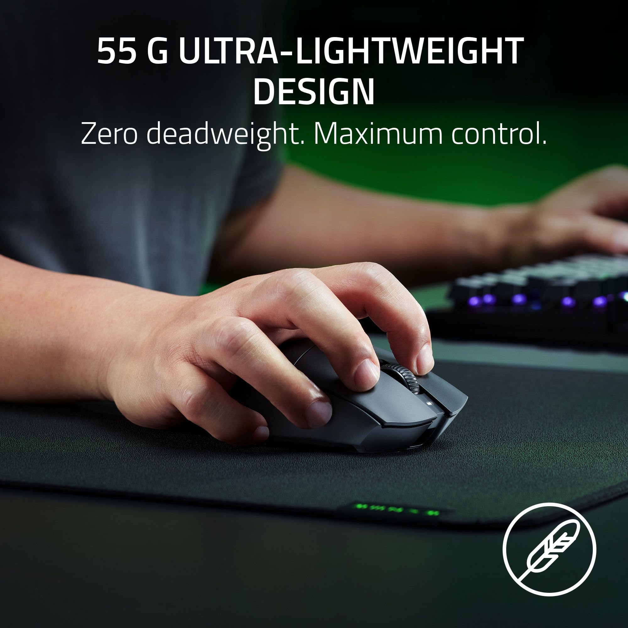 razer-deathadder-v3-hyperspeed-wireless-gaming-mouse-55g-lightweight-26k-focus-x image 2