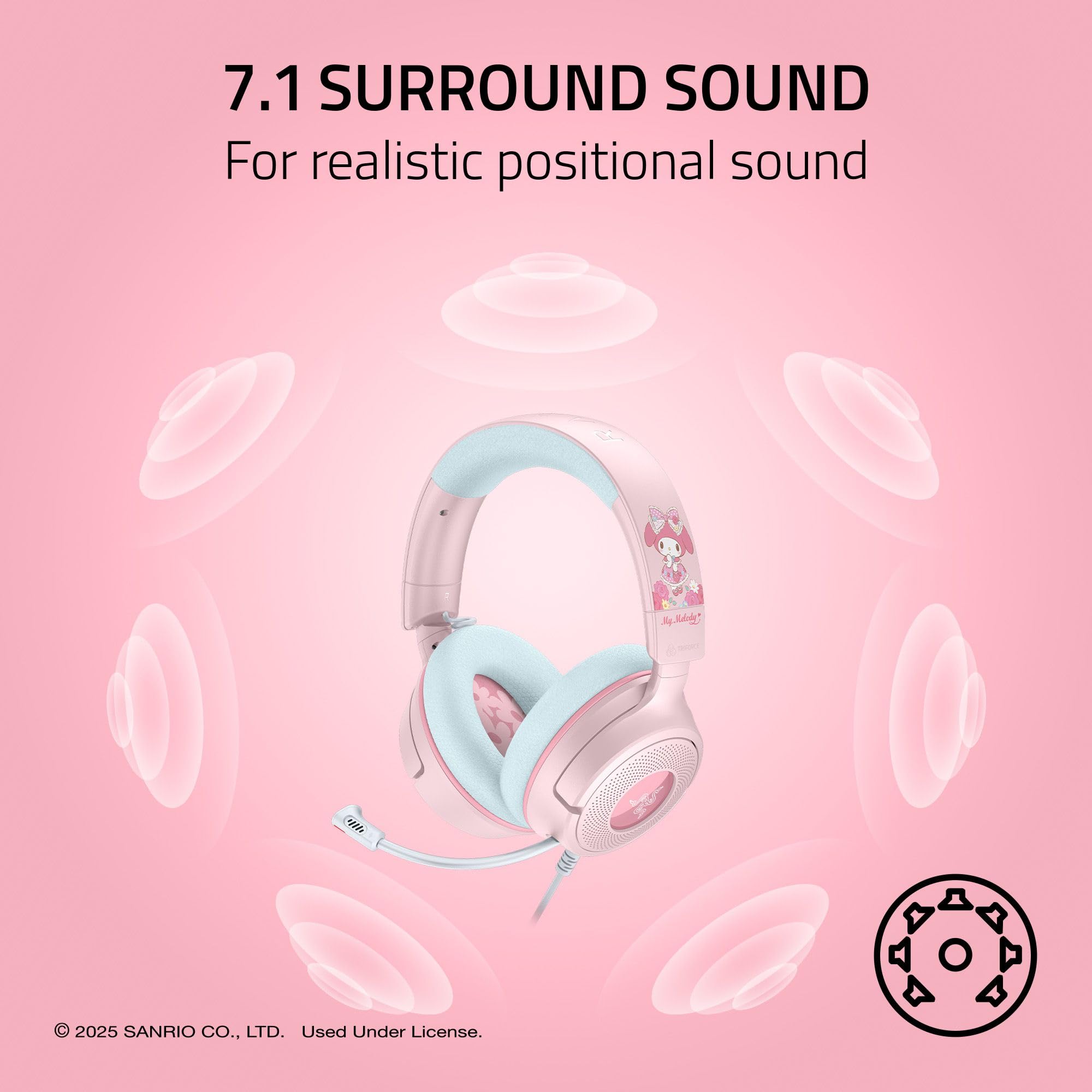 razer-kraken-v4-x-wired-gaming-headset-my-melody-edition-with-triforce-40mm-driv image 4
