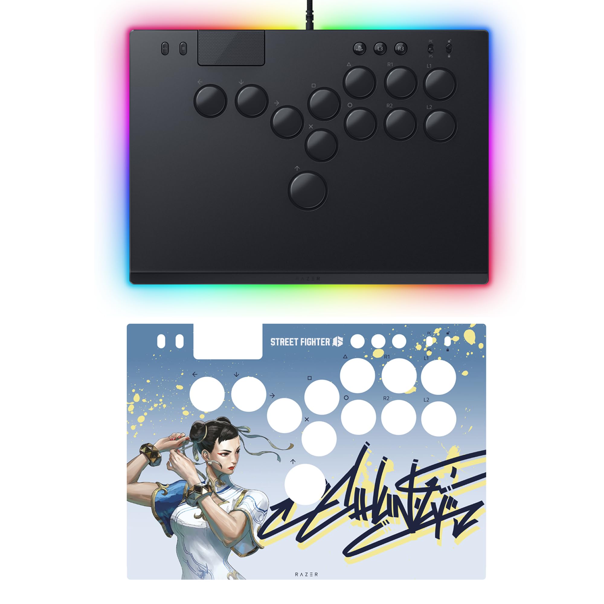 razer-kitsune-all-button-arcade-fighting-controller-with-chun-li-3m-vinyl-skin-b image 1