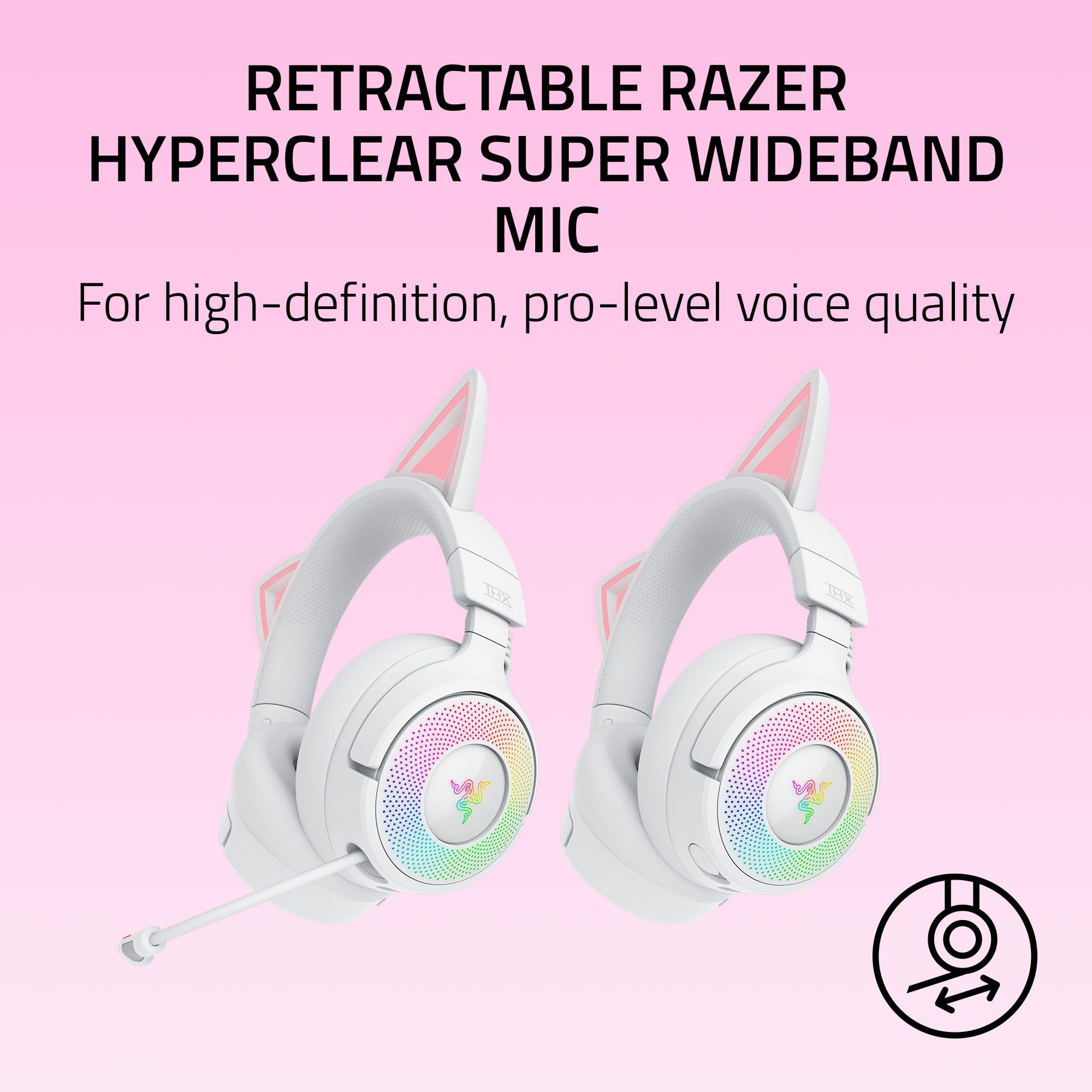 razer-kraken-kitty-v3-pro-wireless-rgb-gaming-headset-white-chroma-rgb-kitty-ear image 4