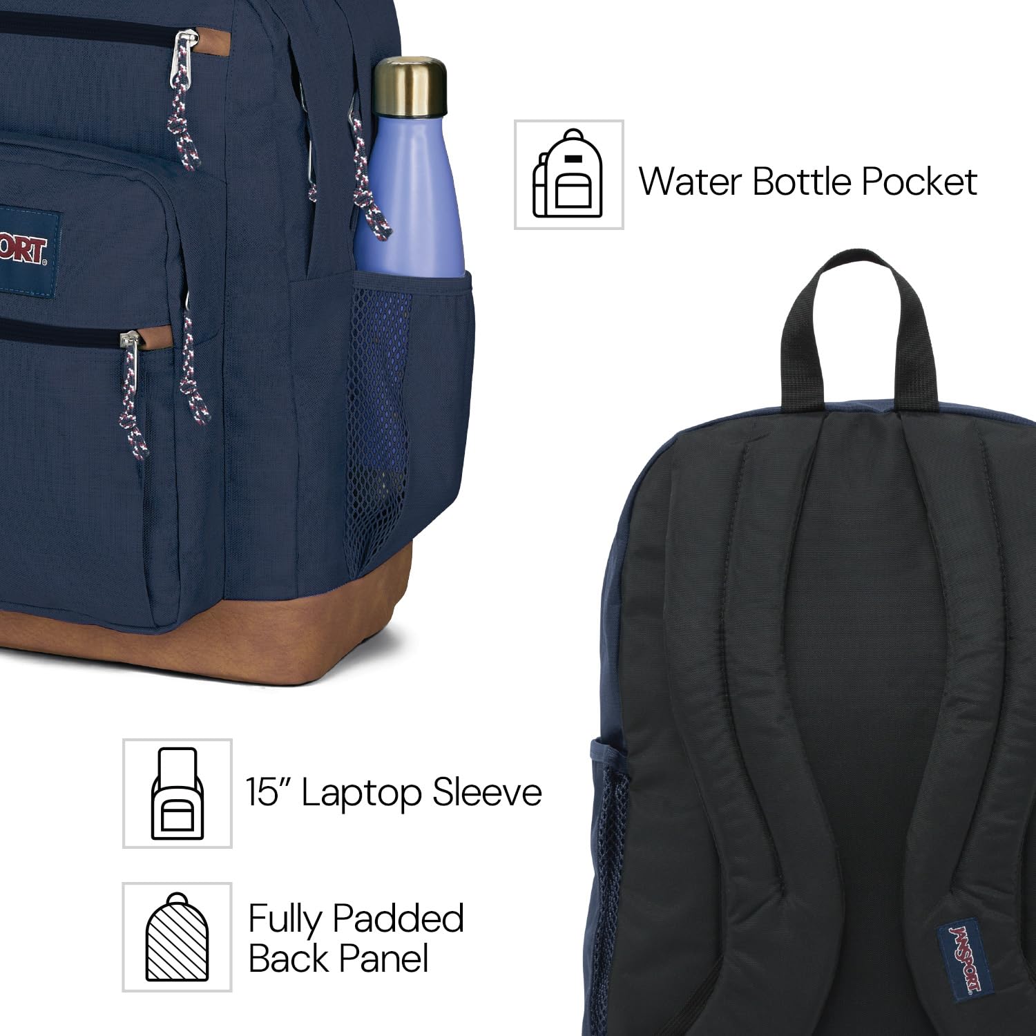 jansport-cool-student-15-inch-laptop-backpack-with-water-bottle-pocket-navy image 3